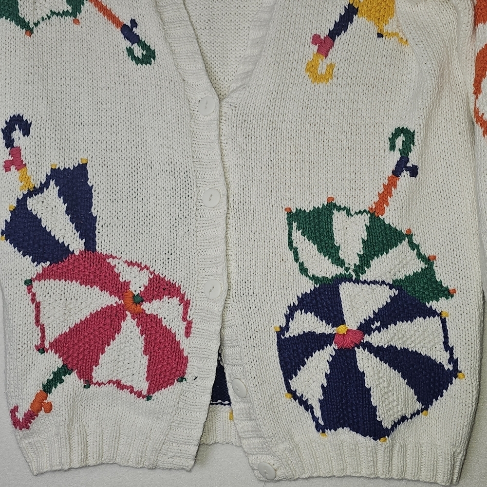 Vintage Picone Sport Petite Hand-Knit Umbrella Cardigan Sweater BeachTheme  Sz S - Picture 2 of 8
